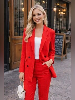 NEW Theory Women's Piazza Jacket in Scarlet Size 8 Color Red
